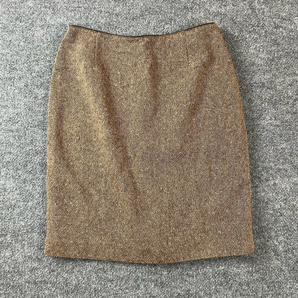 Casual Corner Womens Skirt Sz 8 Brown Beige Tweed Knee Length‎ Wool Blend Pencil